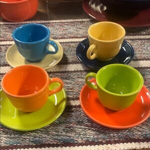 Fiesta Vibrant Classic Color Cup & Saucer Mashups!!!! (4 sets)